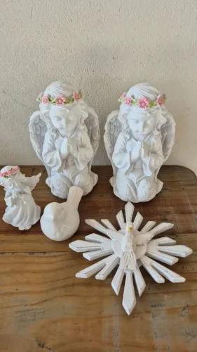 Kit decorativo anjinhos em resina