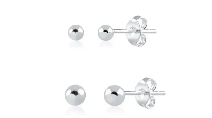 Brinco Bola De Prata 925 Kit Com 2 Pares Pra 2 Furos