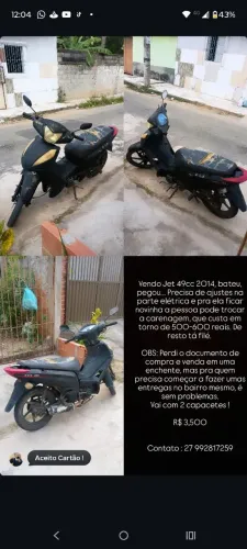 Jet 50cc Preta 2014. Aceito Cartão ! 
