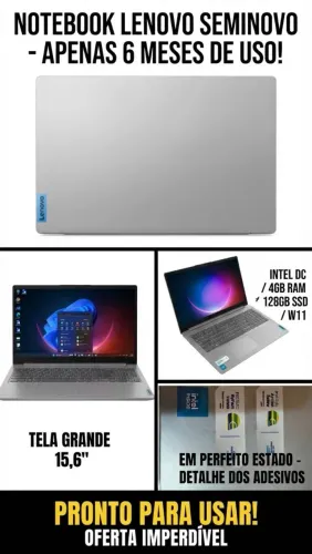 Notebook Lenovo 15.6" - Ótimo Estado, 6 Meses de Uso!