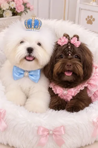 Shih tzus fêmea e macho com kit grátis