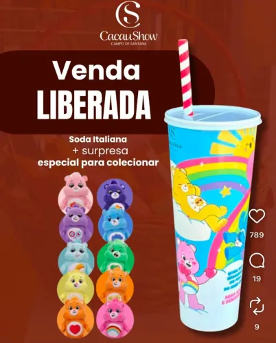 Copo surpresa ursinhos carinhosos cacau show 