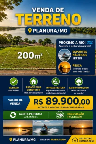 TERRENO A VENDA EM PLANURA - MG