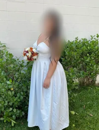 Vestido longo branco com alça de stress (tamanho XG)