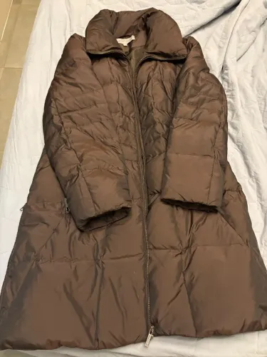 Casaco longo Anne Klein original com plumas naturais