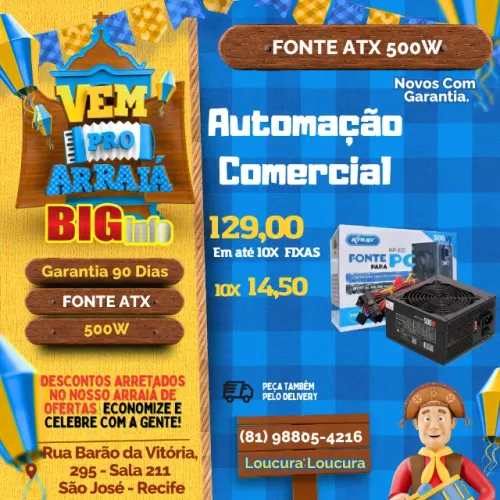 Fonte ATX 500w Knup Preta 