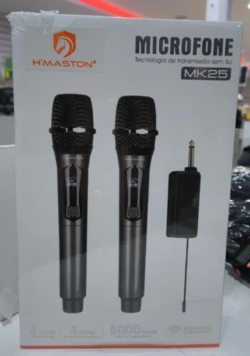 Kit microfone profissional sem fio recarregável