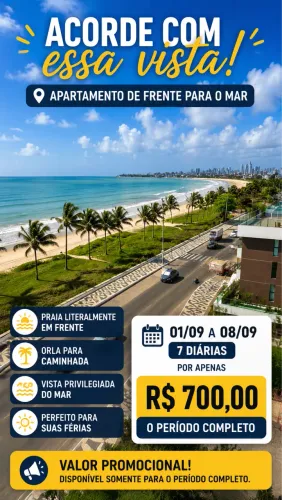 Flat de frente para o mar - 7 diárias por R$ 700