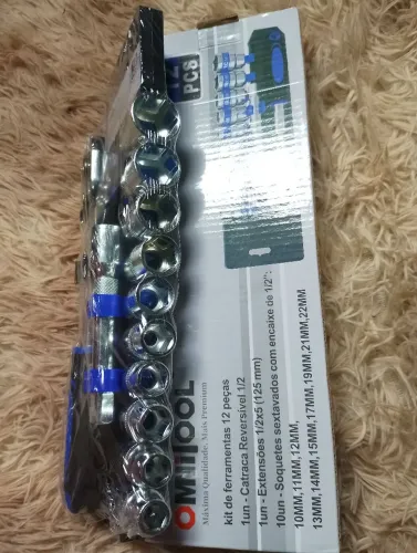 Jogo Soquetes 12 Peças Sextavado Chave Catraca Aço 1/2 24mm Preto ( OFERTA )