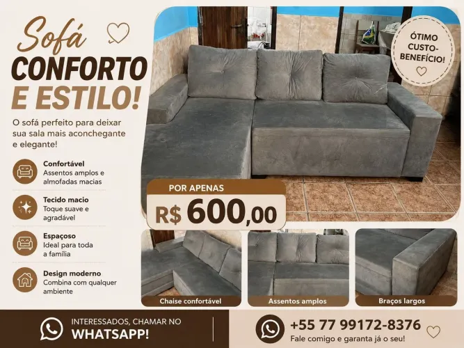 VENDE-SE Sofá semi-novo - cinza