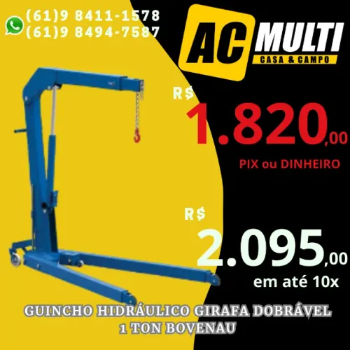 Guincho Hidráulico Girafa Dobrável  1 ton Bovenau
