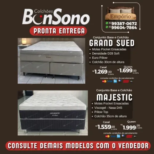 Cama casal e queen size Bonsono itens novos de fabrica base e colchão molas