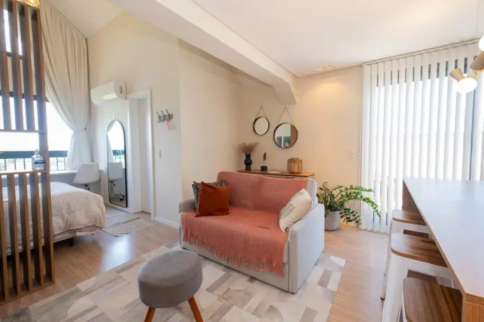 Apartamento mobiliado à venda no Flow Live, Parque Una - com 49 m², 1 quarto, móveis plane