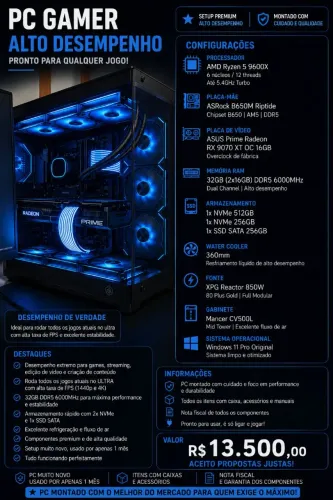 Pc gamer ddr5 o luxo