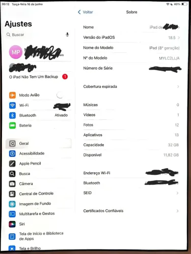 Ipad 8° Geração 32GB