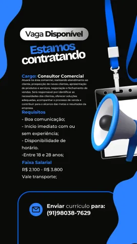 VAGAS DE EMPREGO SETOR COMERCIAL