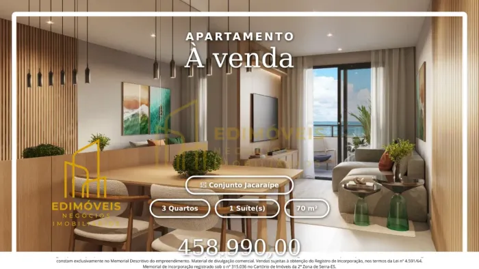 Seu novo lar em Conjunto Jacaraípe: apartamento de 3 quartos com vista privilegiada!
