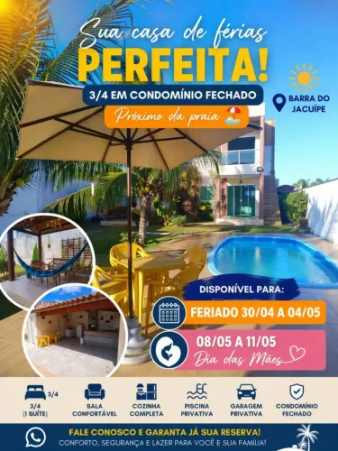 Casas de praia 3/4 em condomínio fechado Barra do Jacuípe