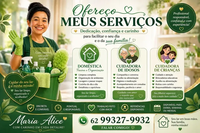 Prestadora de serviços domésticos - Maria Alice