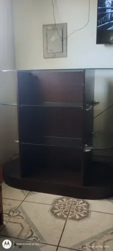 Rack para TVCOM tampo e prateleira de vidros