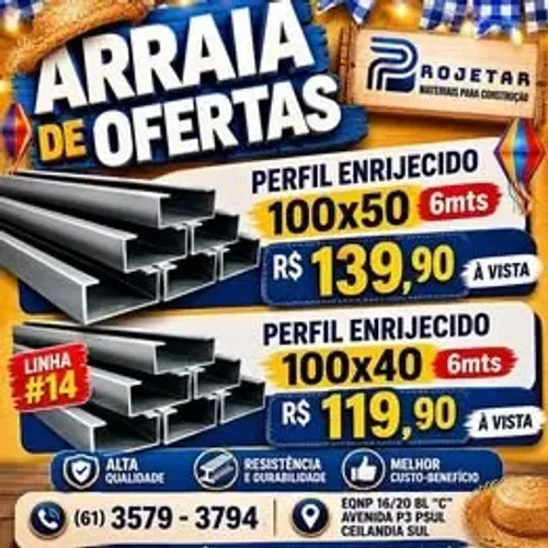 PERFIL DE 100 NA CHAPA 14 APARTIR DE 119,90