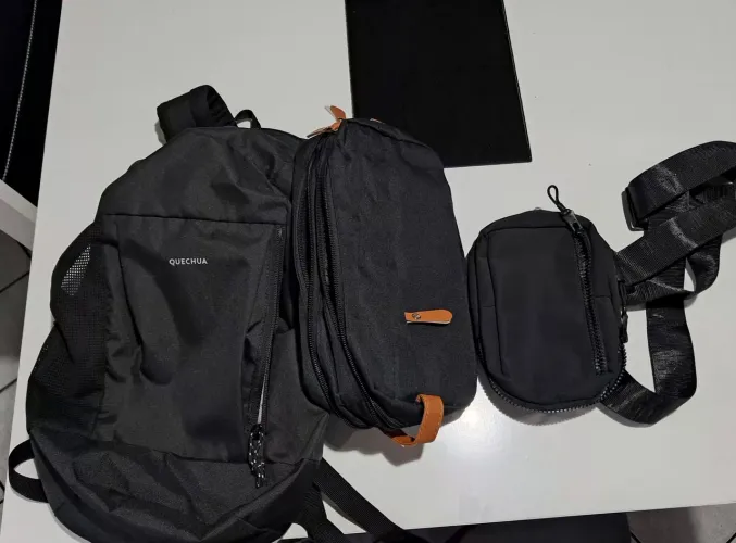 Kit mochila, necessaire e pochete