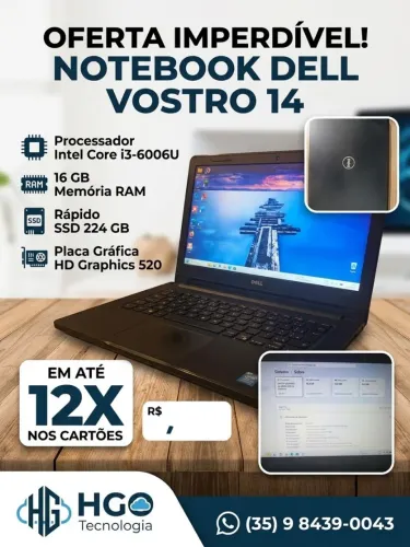 Vendo Dell Vostro 14 3468 - preto - zerado