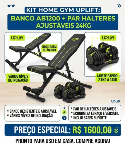 Kit Banco AB1200 + Par Halter Ajustáveis 24kg<br><br>Valor 1600 reais