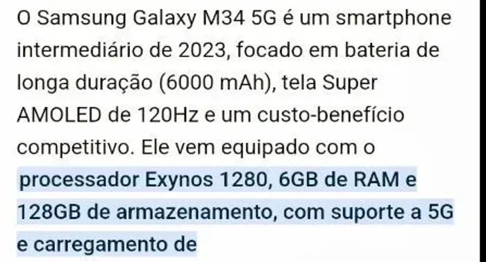 Vendo Smartphone M34 Samsung (WhatsApp 31- *)