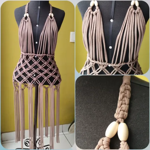 Saída de praia artesanal em macramê