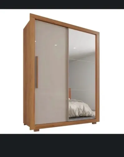 Guarda-Roupa Solteiro 2 Portas com Espelho Lateral 2 Gavetas com Pés