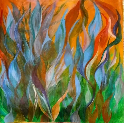Quadro - Folhas, pintura Em Acrílico - Folhas 84cm X 81cm