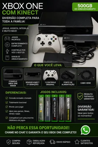 Xbox One 500GB + Kinect + Controle Original