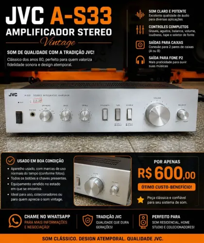 Amplificador stereo Jcv A-S33