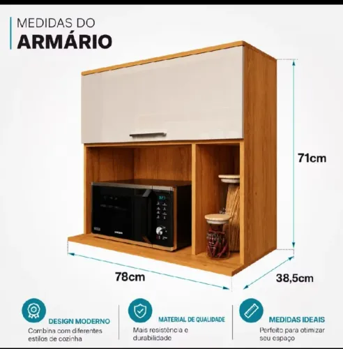 Armario suspenso para microondas com nicho. (Novo sem uso)