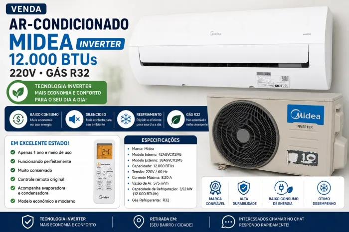 Ar condicionado split Midea 12000 BTUs 220v