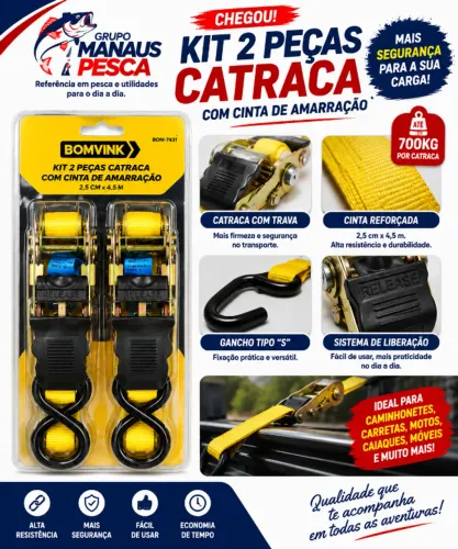 KIT CATRACA COM CINTA DE AMARRAÇÃO - 2 PEÇAS BOMVINK