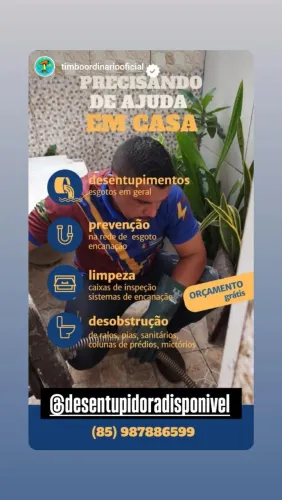 Desentupidora de tubulação de esgoto