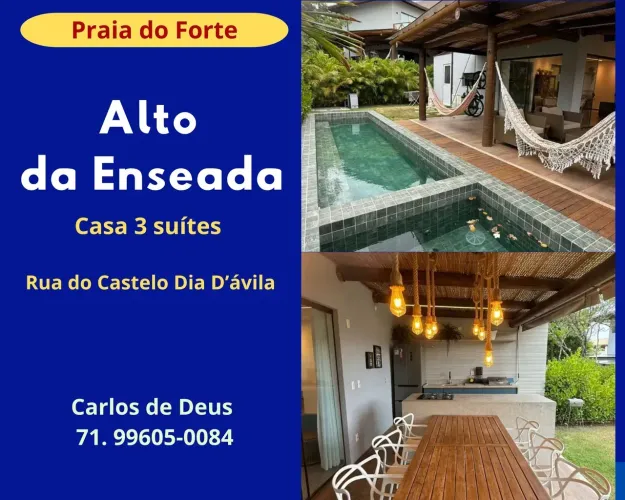 Casa à Venda na Praia do Forte com 3 Suítes e Piscina Privativa no Condomínio Alto da Ense