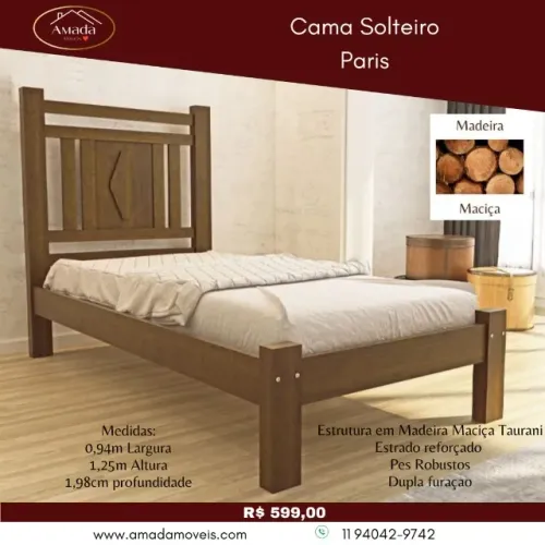 Cama solteiro Paris, a pronta entrega