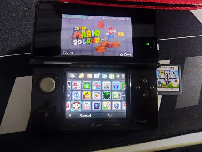 Nintendo 3ds- old-Cosmos Black desbloqueado 32 gb+ jogo original