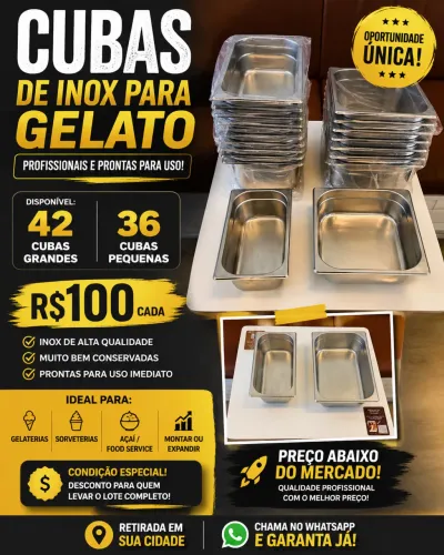  CUBAS PARA GELATO - PROFISSIONAIS (ÓTIMA OPORTUNIDADE)