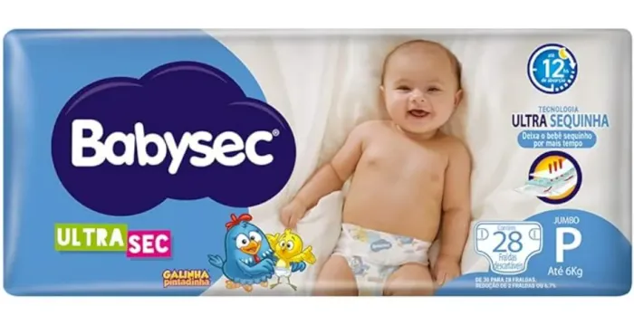 Fralda Babysec Ultrasec Galinha Pintadinha, P, 28 unidades