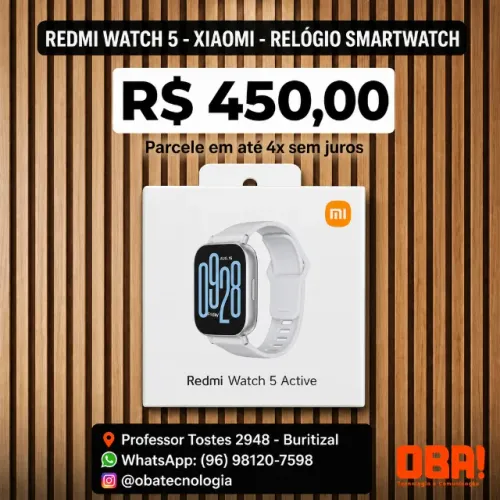 Relógio smartwatch Redmi Watch 5 Active Prata