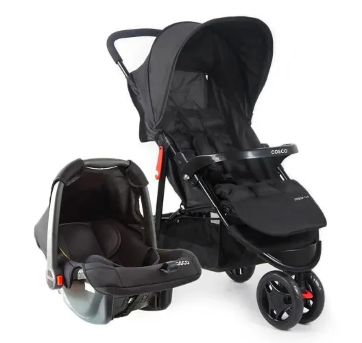 Carrinho de Bebê com Bebê Conforto Cosco Kids Toffy Duo 3 Rodas 0 a 15kg