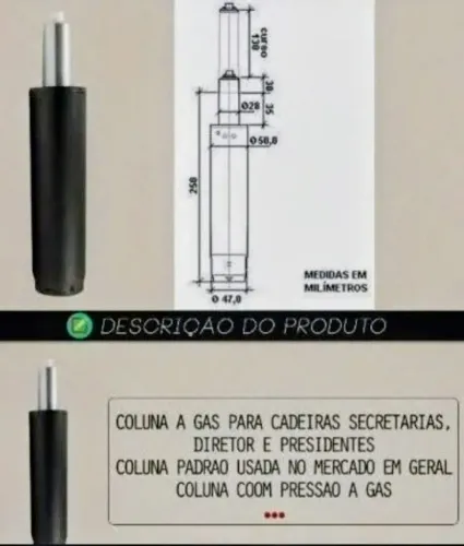 Pistão para cadeira giratória