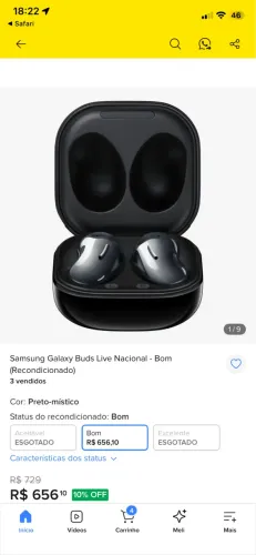 Fone Samsung Galaxy Buds (ate 250) está saindo