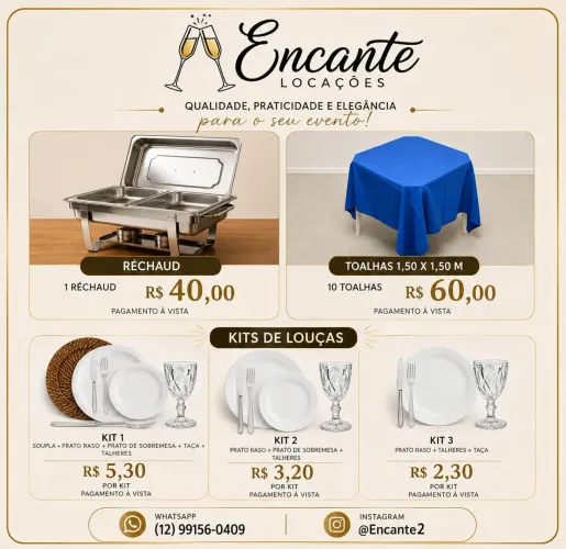 Locação de utensílios para seu evento