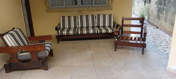Conjunto de sofas rústico madeira de lei maciça  (3 lugares e 2 de 1 lugar)