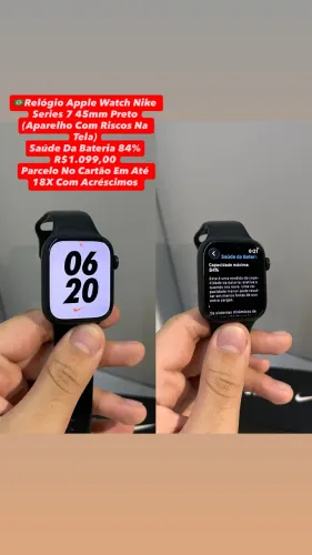 Relógio Apple Watch Nike Series 7 45mm Preto | Contém Riscos Na Tela ( Usado )